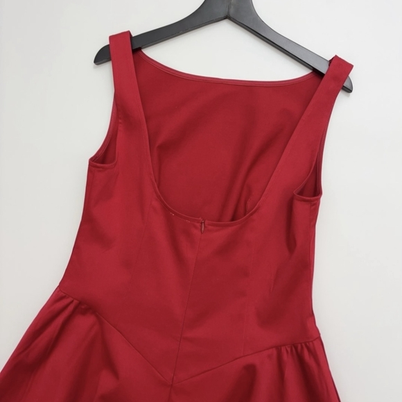 Helsa Stretch Cotton Sateen Midi Dress in Red - Picture 11 of 12